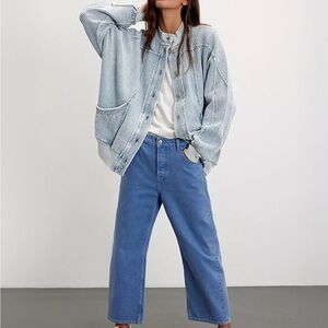 NWT WE THE FREE DEEP TRANCE DROPPED BOYFRIEND JEANS - OCEAN